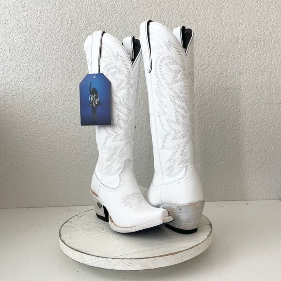 Lane MEGAN MORONEY Smokeshow Womens Cowboy Boots 5 White Western Cowgirl Tall - Picture 1 of 14